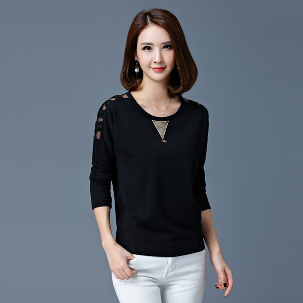 New Arrival O Neck Long Sleeve Patchwork T Shirt