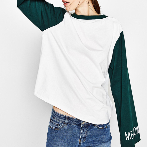 Casual Color Contrast Letter Printing Shirt 3-4 Day Delivery