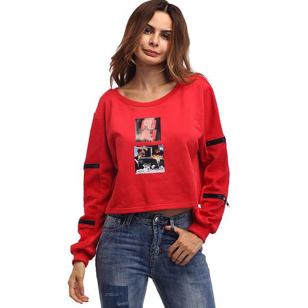 Euro Style Printed Long Sleeve Red T Shirt Design