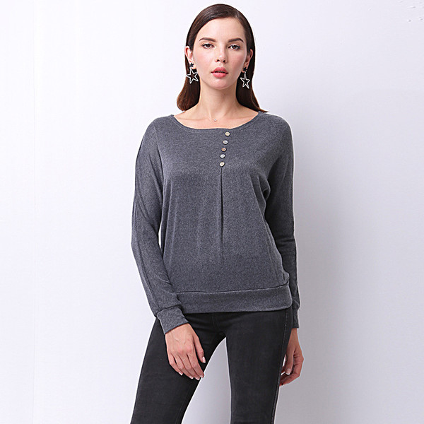 Casual Solid Long Sleeve O Neck Plus Size T Shirt Design