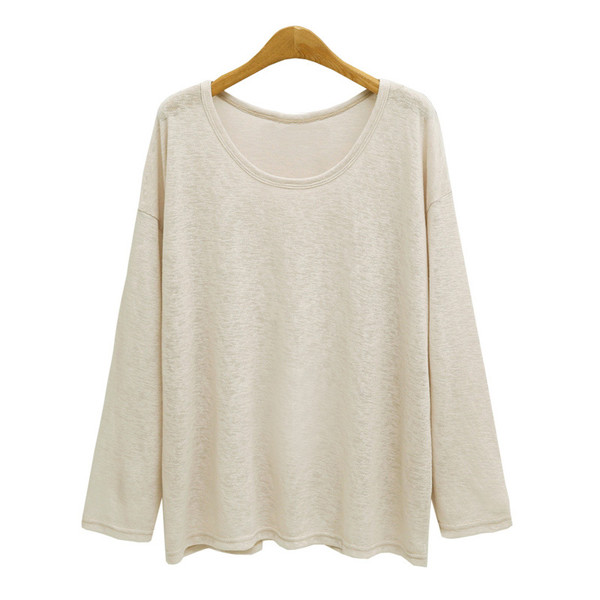 Casual Solid Loose Long Sleeve T Shirt For Women